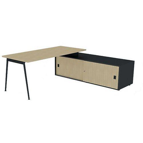 BUREAU PLATEAU 180X80 CHÊNE PIEDS GRIS OMBRE - QUADRIFOGLIO