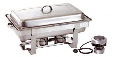 Chafing dish GN 1/1 avec plaque chauffante électrique - Acier inoxydable - Dimensions L 610 x P 350 x H 320 mm_0