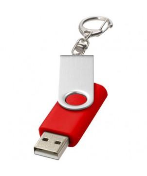 CLÉ USB ROTATIVE AVEC PORTE-CLÉS 32 GB - ROUGE VIF - CLÉS USB PUBLICITAIRES PERSONNALISÉES