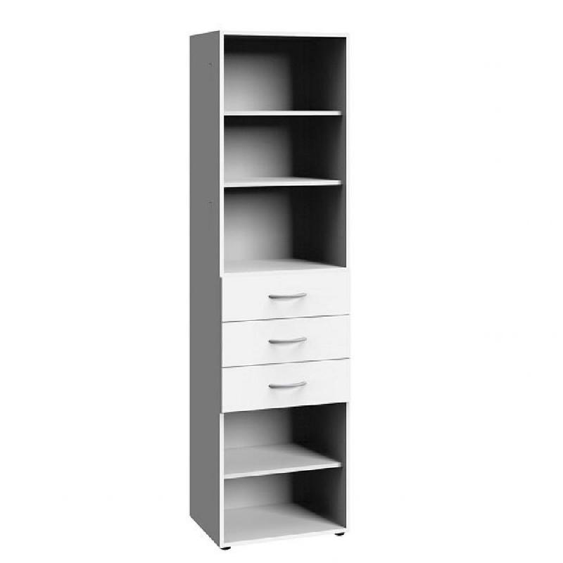 Colonne de rangement LUND - 3 tiroirs - Blanc mat - 45 x 40 cm - Profondeur 185 cm_0