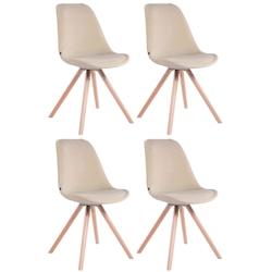 Décoshop26 - 4 chaises de salle à manger style scandinave en velours crème pieds rond en bois clair CDS10305 - 3000480269604_0
