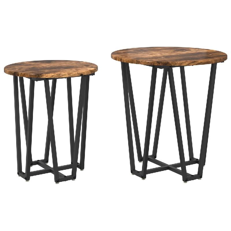 Ensemble de tables d'appoint 2 pcs Chêne fumé et noir Modèle Aero Jardin - 869722_0