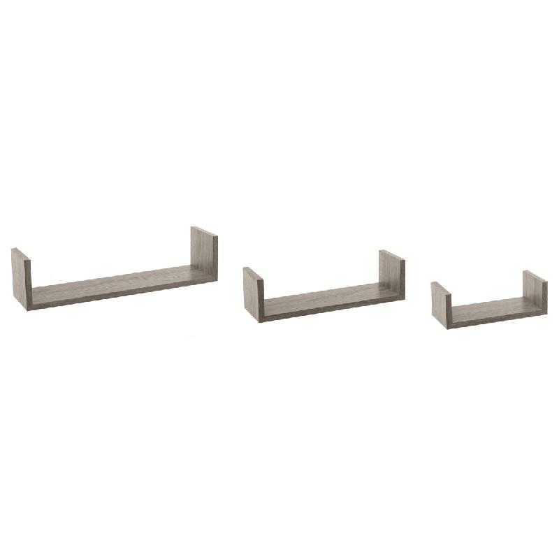 FIVE Set de 3 étagères murales gris chêne - gris multi-matériau JJ014_0