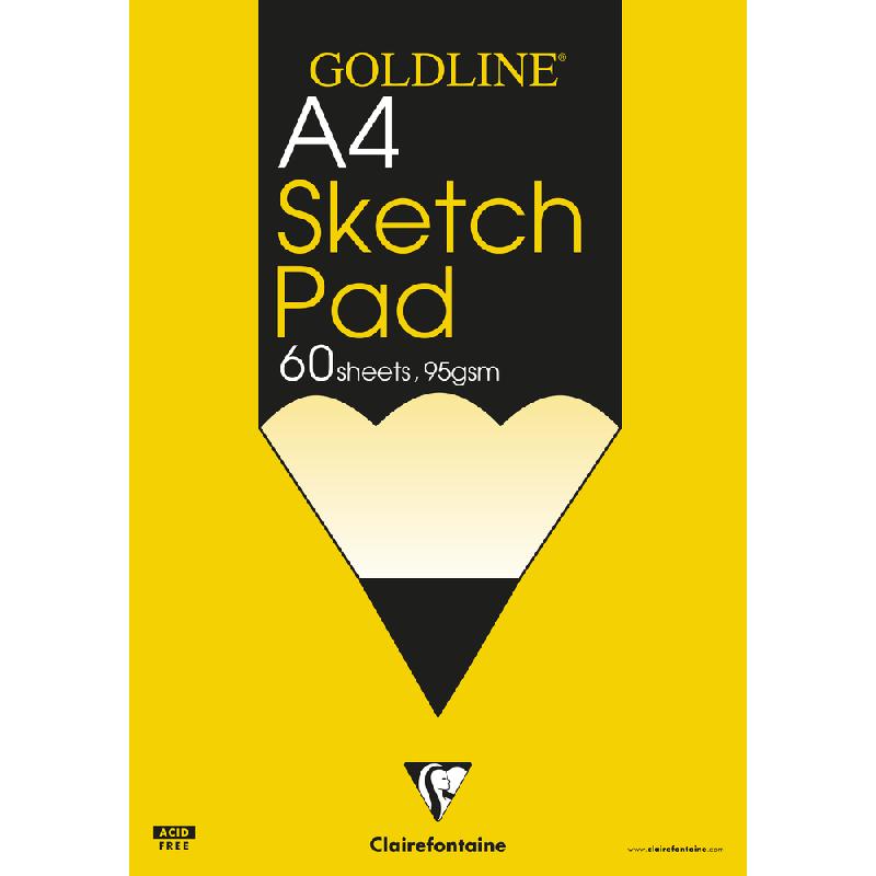 GOLDLINE SKETCH BLOC COLLÉ 60F A4 95G - BLANC - LOT DE 4