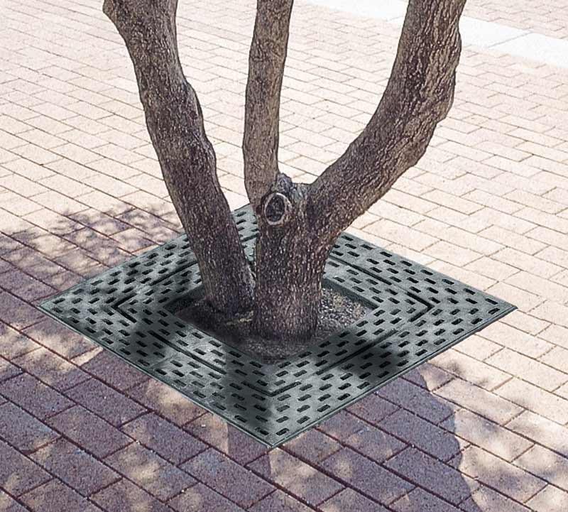 Grille d'arbre en fonte carrée Estadi - 78,6 cm et 97,5 cm - Traitement antirouille bi-couche_0