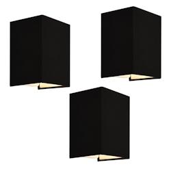 Helloshop26 - Lot de 3 appliques murales forme angulaire E27 60 w 20 x 16 x 13 cm abat-jour en lin noir  03_0007351 - 3001874482722_0