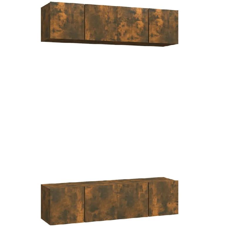 Helloshop26 - Lot de 4 meubles TV muraux pratiques élégants 60 x 30 x 30 cm en bois d'ingénierie chêne fumé 02_0055237 - Bois massif 3000238894850_0