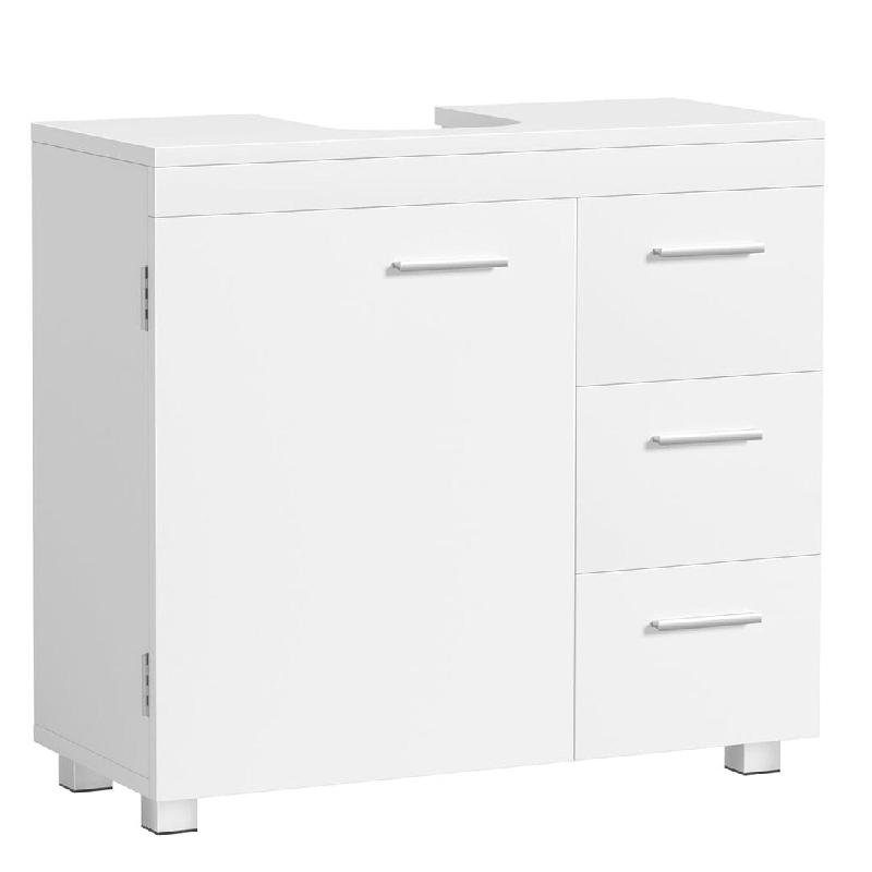 Helloshop26 - Meuble sous lavabo 30 x 70 x 64 cm meuble de salle de bain 3 tiroirs latéraux 2 compartiments derrière la porte adapté 12_0006536 - 3_0