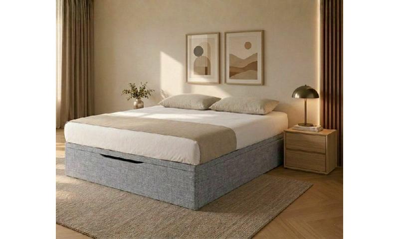 LIT COFFRE MAXIMO  GRIS CLAIR 160X200 CM