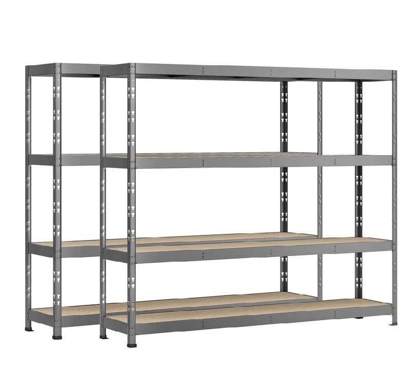 Lot de 2 étagères rack - 4 plateaux - 220 x 40 cm - charge lourde - rayonnage mi-lourd et lourd_0