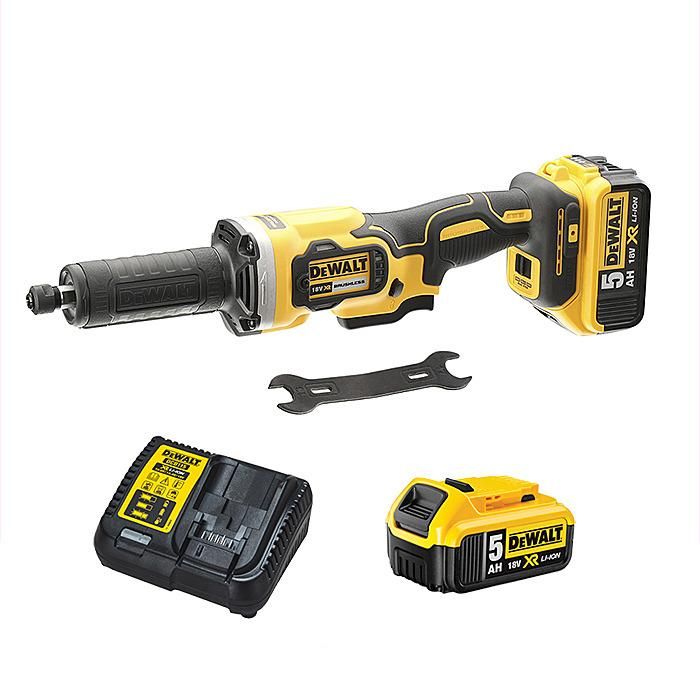 MEULEUSE DROITE DEWALT XR 18V 5AH LI-ION - 2 BATTERIES, CHARGEUR EN COFFRET - DCG426P2