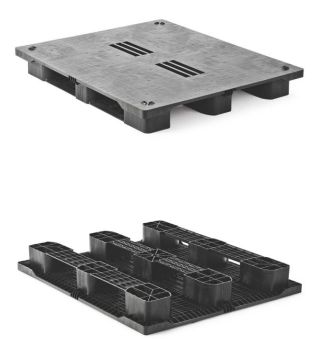 Palette plastique lourde 1300x1100x158 mm - plateau plein - 3 semelles - charge 7500 kg_0