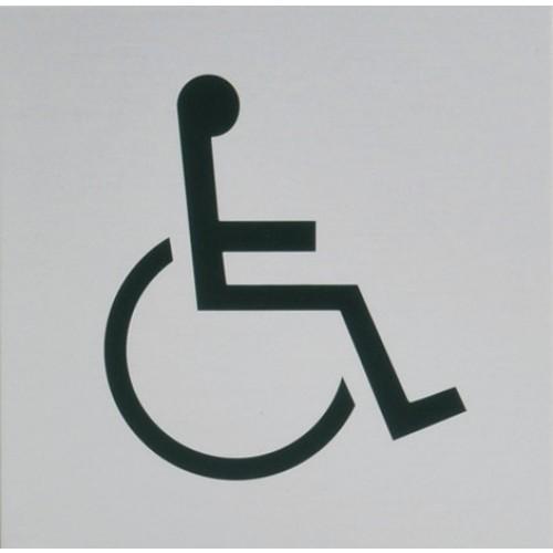 PICTOGRAMME ADHÉSIF ALUMINIUM ANIDOSÉ ARGENT - 120 X 120 MM - HANDICAPÉ BILCOCQ