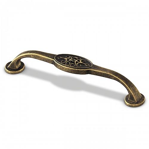 POIGNÉE DE MEUBLE SIRADIA - ENTRAXE 128 MM - HAUTEUR 29 MM - PAR 4 - ASPECT LAITON ANTIQUE HETTICH