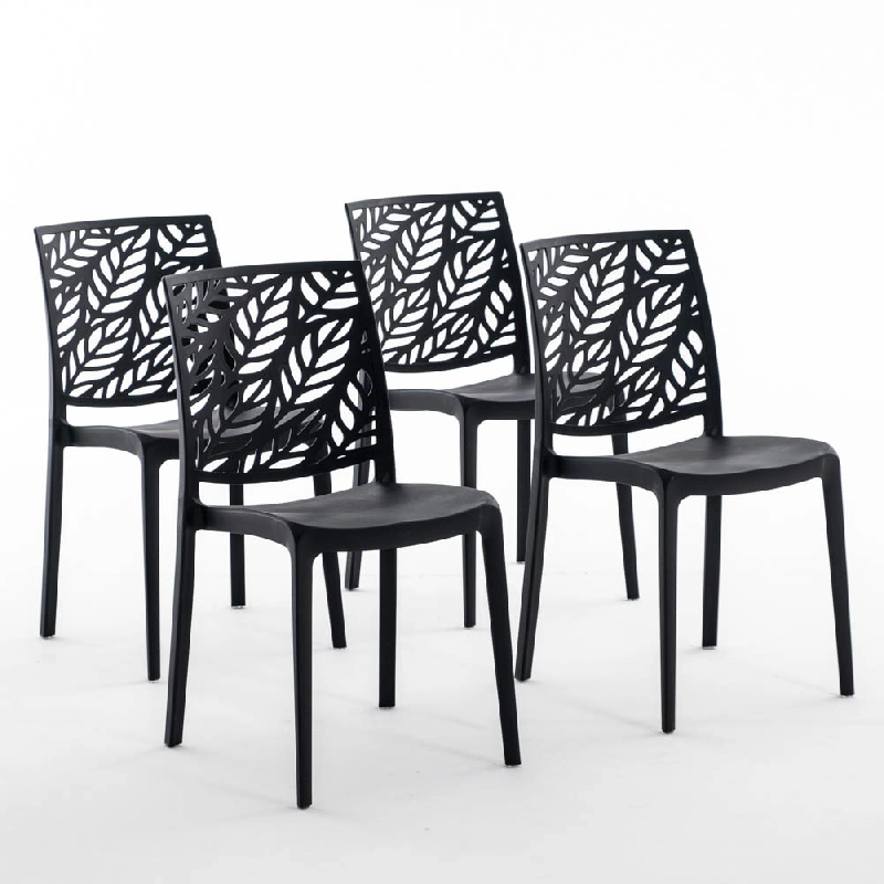 RATTATAN Set 4 Chaises en polypropylène avec fibre de verre empilables pour extérieur et jardin, bar et restaurant, cuisine design moderne - DAFNE -_0
