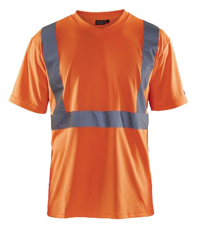 T-SHIRT HAUTE VISIBILITÉ COL V ORANGE FLUORESCENT TAILLE XL - MANUTAN COLLECTIVITÉS