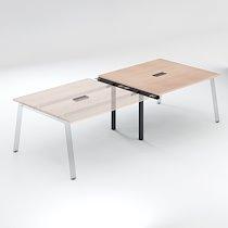 Table de réunion modulable avec extension chêne clair L 280 x P 126 cm - Piétement métal anthracite - Arch_0