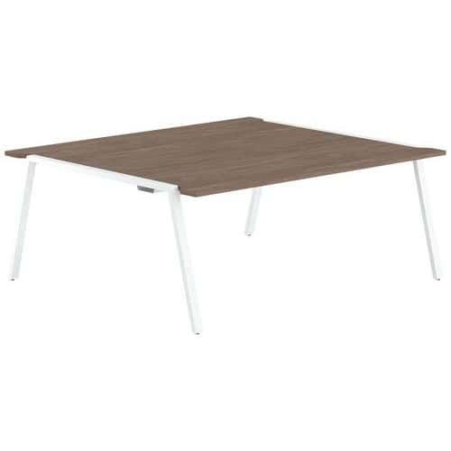 TABLE RÉUNION GARY 180 X 160 CM PIED BLANC PLATEAU NOYER - MBA