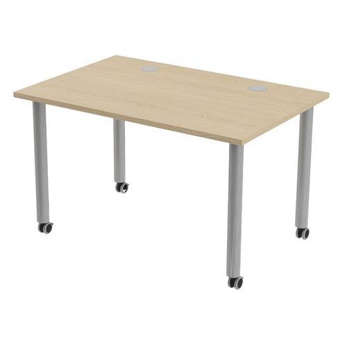 TABLE TUBO ROULETTES 120 X 80 CM CHÊNE ALU - MBA