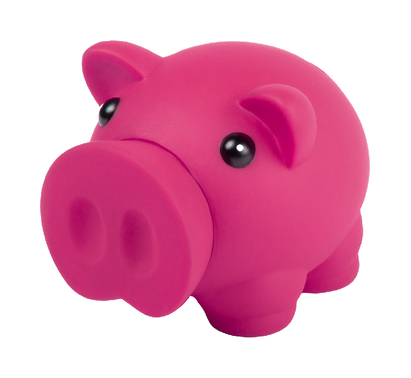 Tirelire en plastique - Forme de cochon - Ouverture par le nez - Couleur fuchsia - 80g_0
