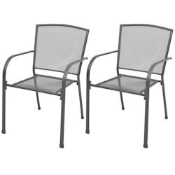VidaXL Chaises Empilables De Jardin Lot De 2 Acier Gris - gris 42705_0