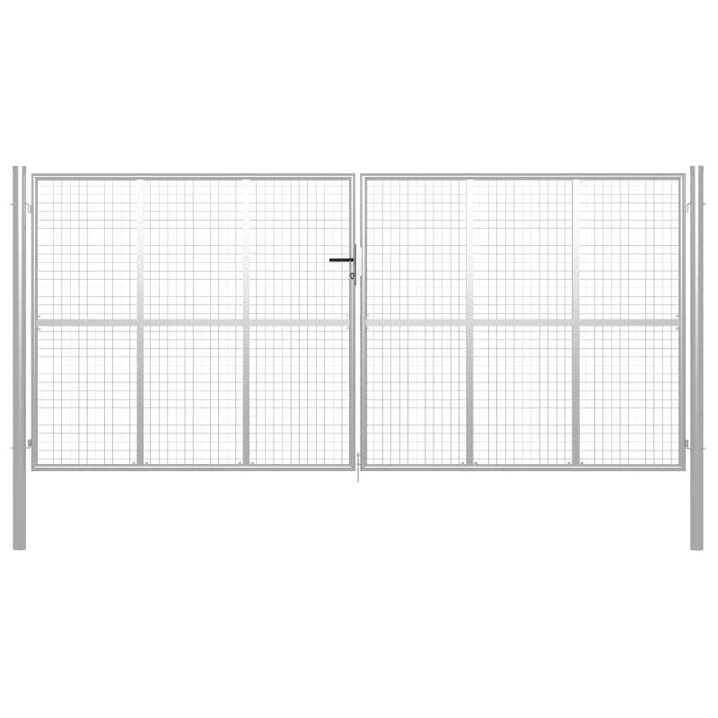 Vidaxl porte de jardin acier galvanisé 415x250 cm argenté 144303_0