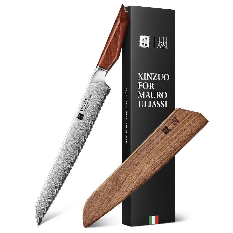 XinZuo - Couteau à pain en Damas 26 cm de lame - Série X03 Xing - Mauro Uliassi (chef 3 étoiles Michelin) - multicolore X03-MB_0