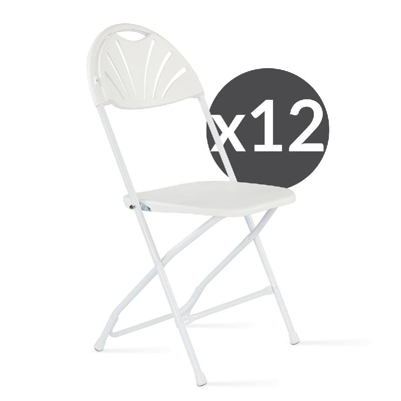 12 chaises pliantes de réception ajourées - usage professionnel intensif - structure acier epoxy et PEHD_0