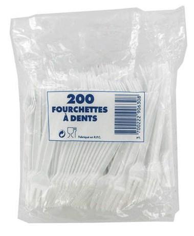 200 FOURCHETTES BLANCHES À SNACK DENTÉES