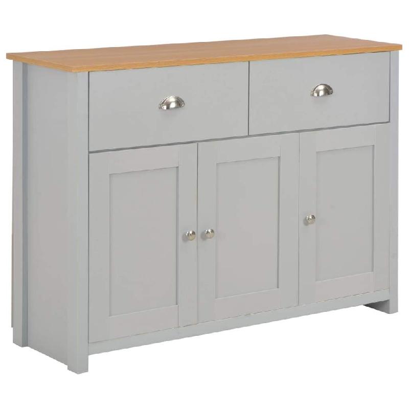 BUFFET BAHUT ARMOIRE CONSOLE MEUBLE DE RANGEMENT GRIS 112 CM 4402264_0