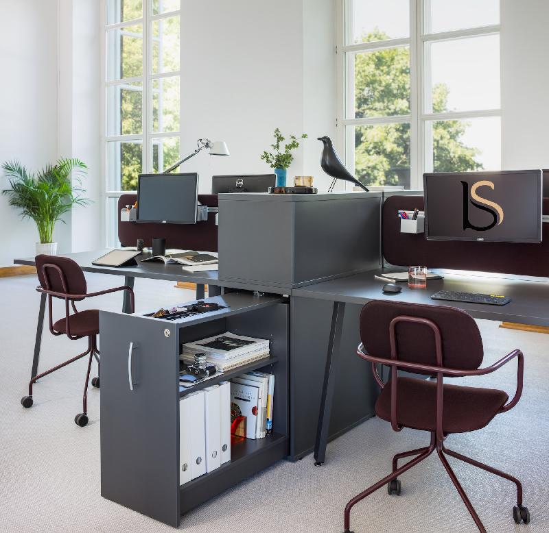 Caisson hauteur bureau maxi rangement - MDD - Anthracite, Oui, Gauche_1