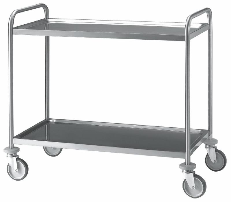Chariot de service - 2 niveaux universel en acier inox AISI 304 - CR2/100B - 1000x500x960 mm, 80 kg par tablette_0