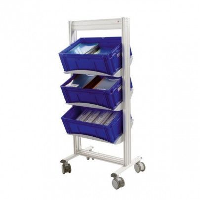 Chariot porte bac - Sesa Systems - LEANPOST 600 - 3 niveaux sur roulettes - 757 x P 560 x H 1600 mm - Référence : 645603_0