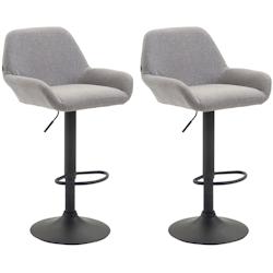 Décoshop26 - Lot de 2 tabourets de bar moderne et confortable en tissu gris clair pieds trompette en métal noir TDB10228 - gris 3000891269606_0