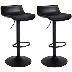Décoshop26 - Tabouret de bar x2 avec repose-pieds hauteur réglable desing moderne en PVC noir et métal noir 10_0004017 - noir 3000251892550_0