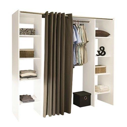 DRESSING EXTENSIBLE CHICA 2 COLONNES BLANC ET RIDEAU TAUPE_0