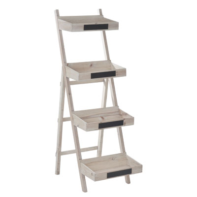 Étagère décorative 4 niveaux - Gris délavé - L 56 x P 46,5 x H 125 cm - Bois de sapin et MDF_0