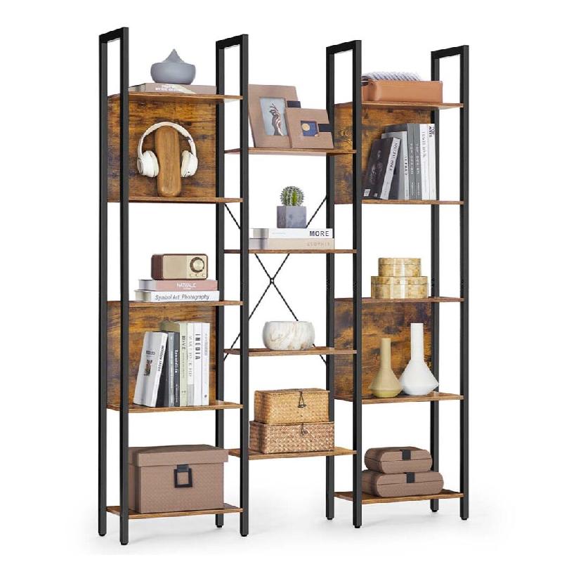 Helloshop26 - Bibliothèque étagère de rangement avec 14 compartiments cadre en métal pour salon bureau style industriel 158 x 24 x 12_0004259 - 30_0