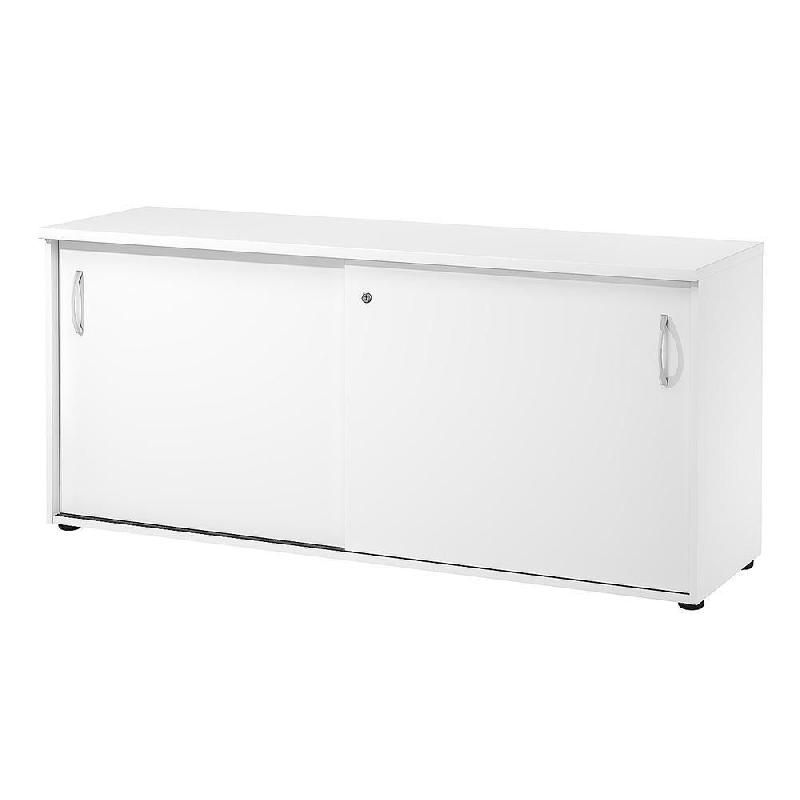 MEUBLE BAS NF ENVIRONNEMENT PORTES COULISSANTES - H.72 X L. 160 X P. 48 CM - BLANC - PORTES BLANC