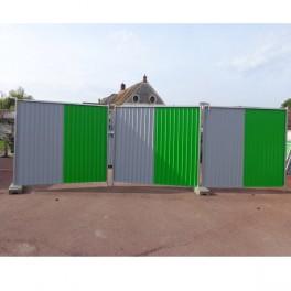 Portail de chantier avec 2 barrières - fixation au sol avec axes et roulettes - résistant aux intempéries et à la corrosion_0