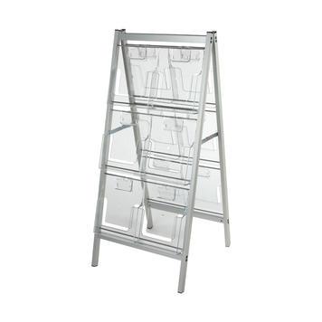 Présentoir porte-brochures sur pied 'Mars' - aluminium anodisé argent - double face - format A4_0