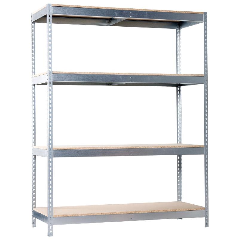 SimonRack Étagères Charge Lourde 2000x1800x600 mm, 4 Niveaux en Bois, 400 kg par Niveau, Structure Acier, Galvanisé/Bois - Ecoforte - argenté mét_0