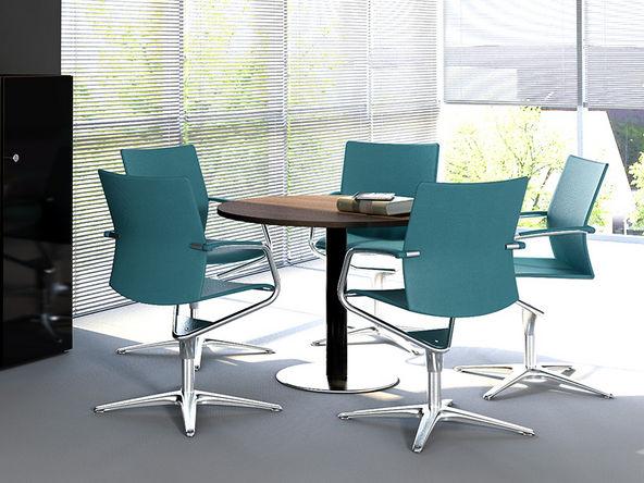 Table de réunion ronde Mito - plateau en bois - pied tulipe - diamètre 120 cm - hauteur 74 cm - garantie 3 ans_0