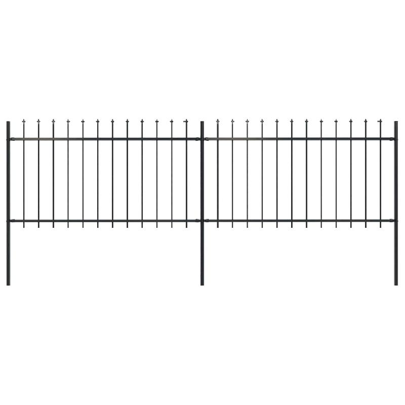 Vidaxl clôture de jardin avec dessus en lance acier 3,4 x 1 m noir 277612_0