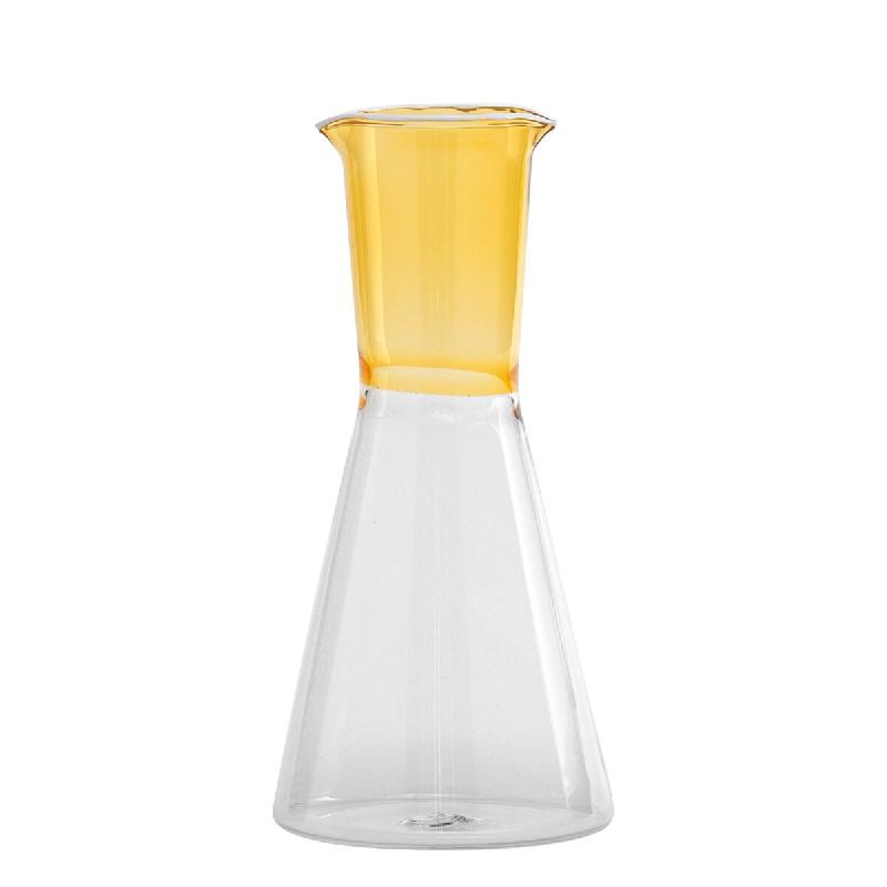 Zafferano Carafe Bicolore Collection Classy en Verre Borosilicaté Soufflé à la Main Jaune Or et Transparent pour Table Élégante et Raffinée - do_0