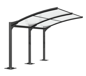 Abris vélo ouvert coroll / structure en acier / toiture en polycarbonate alvéolaire_1