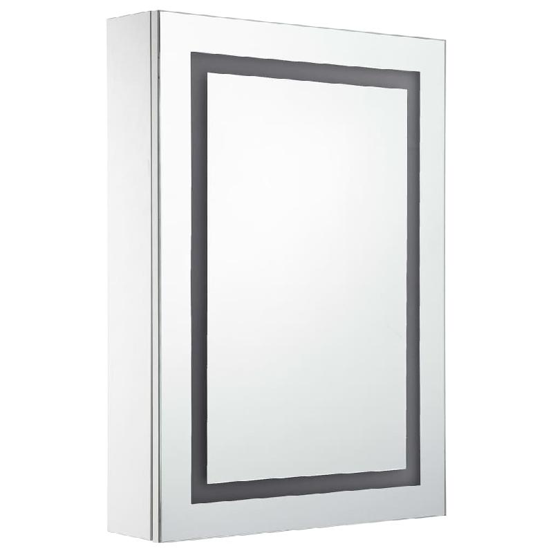 ARMOIRE DE SALLE DE BAIN À MIROIR LED 50 X 13 X 70 CM BLANC ET ARGENTÉ 02_0006562_0