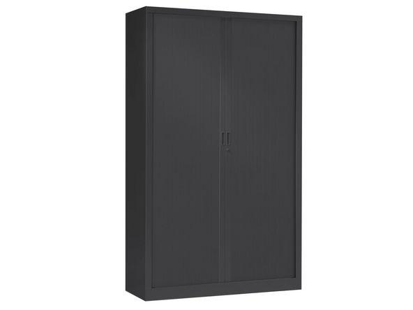 Armoire haute à rideaux 1000 x 430 x 1980 mm - anthracite - fabrication française - 4 étagères incluses_0