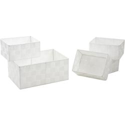 AUBRY GASPARD Corbeilles de rangement en nylon blanc x 5 - 3238920734782_0