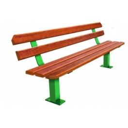 Banc public eco - robuste - pieds centraux traités anti-rouille - 5 lames bois traité - 1,95m_0